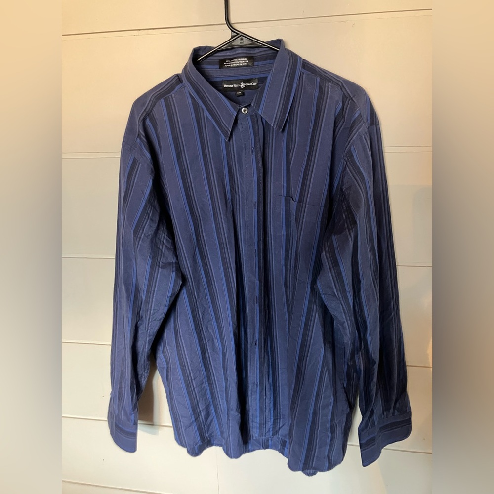Beverly Hills Polo Club Navy Striped Shirt
